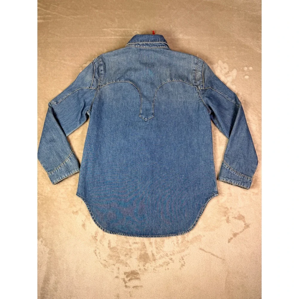 Zadig & Voltaire Thelmus Denim Western Shirt Size Medium Wash Blue Cotton Womens - Picture 6 of 13